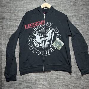 Ramones VTG Hoodie Womens XL Black Long Sleeve Patched Vintage 2001
